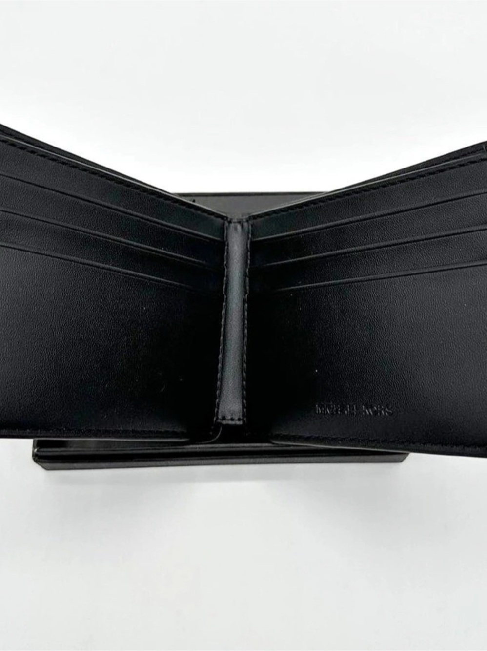 New Michael Kors Jet Set Logo Slim Billfold Wallet Black & Gray - Picture 5 of 7